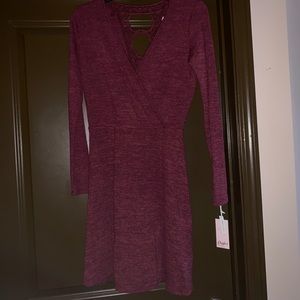 Maroon Lace-Back Wrap Dress